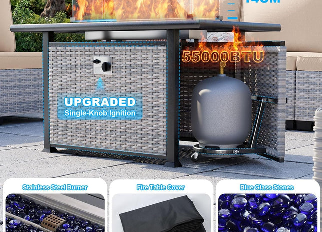 Luxurious 18-Piece Outdoor Patio Furniture Set with Fire Pit