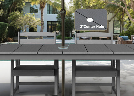 A single outdoor dining table that can be used in multiple scenarios
