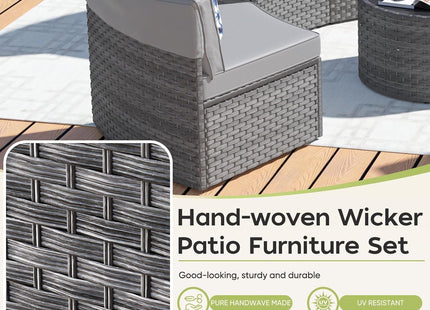 Half Moon Curved Outdoor Patio Furniture Set Grey