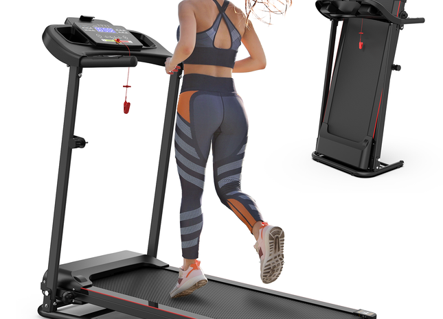 Folding Treadmill with Incline 2.5HP 12KM/H Electric Treadmill for Home Foldable, Bluetooth Music Cup Holder Heart Rate Sensor Walking Running Machine for Indoor Home Gym Exercise Fitness