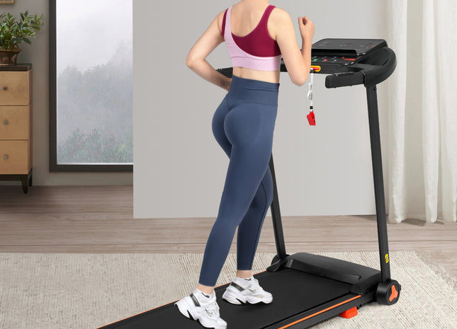 Treadmills for Home, 2.5HP Quiet Folding Treadmill with Heart Rate Sensor, 300lbs Weight Capacity, 7.5MPH, Incline Treadmill With USB Charge Station For Android & Bluetooth Speaker, 6 Shock-Absorbing