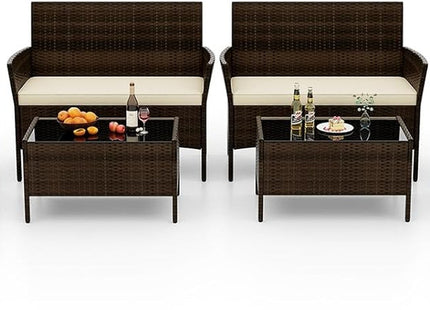 8-Piece Rattan Patio Furniture Set With Cushions