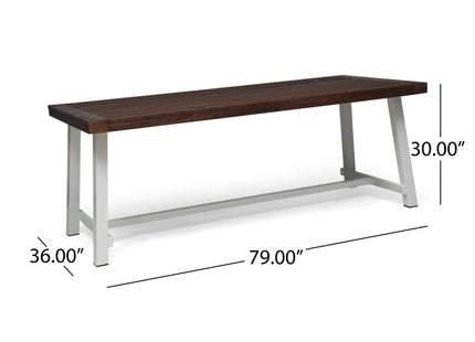 Equilibrium Outdoor Dining Table with Slat Top, Dark Brown