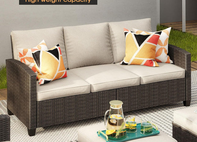 Eight Piece Outdoor Patio Furniture Set with Firepit