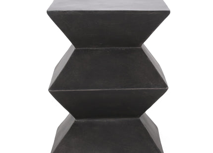 Modern Outdoor Lightweight Concrete Side Table with Geometric Design in Copper