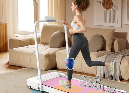 Under Desk Treadmill, Walking Pad, 2 in 1 Portable Treadmill with Handle Remote Control LED Display, Walking Jogging Machine for Home Office Use Pink