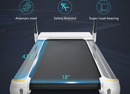 FITIME Portable Compact Treadmill with Electric Motorized 3.5HP, Bluetooth Speaker, White Metal, Medium Size