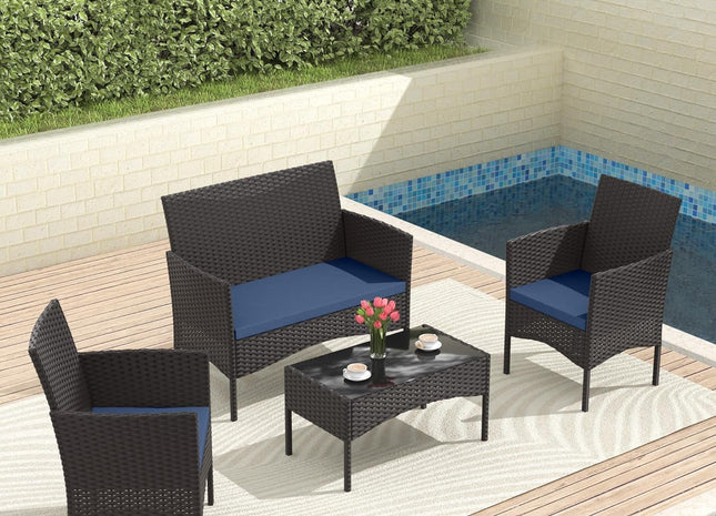 Stylish Four-Piece Outdoor Patio Furniture Set with Cushions