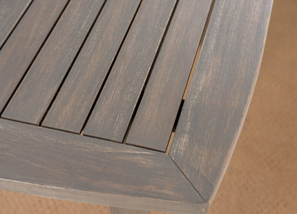 Modern Outdoor Square Acacia Wood Table with Straight Legs, Gray Finish, 35.5 x 35.5 x 30 Inches