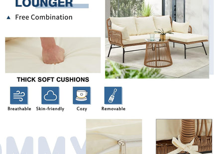 L Shaped Patio Furniture Set with Thick Cushions