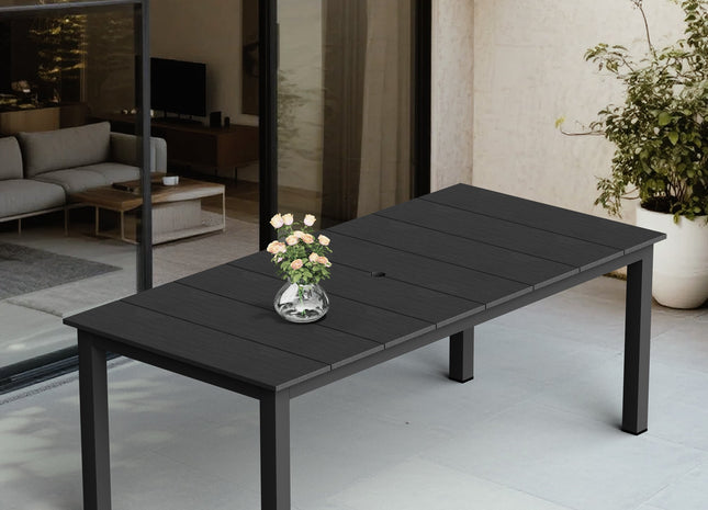 A single outdoor dining table that can be used in multiple scenarios