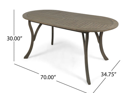 Acacia Wood 70' Dining Table - Stylish Gray Outdoor Table