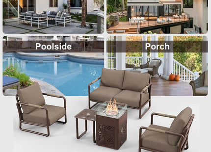 Outdoor Aluminum Patio Furniture Set with Fire Pit