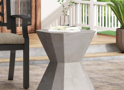 Modern Outdoor Lightweight Concrete Side Table in Natural Color