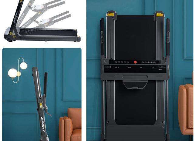 Folding Electric 3.5HP Treadmill Medium Running Machine Motorised Gym 330lb,Portable Compact Treadmill Foldable for Home Gym Fitness Workout Jogging Walking,Electric Motorized Power 14KM/H