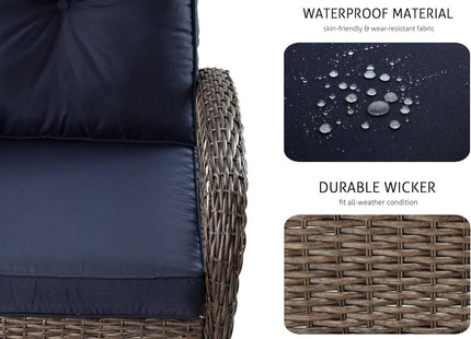Outdoor Wicker Swivel Glider Rocker Patio Furniture Set