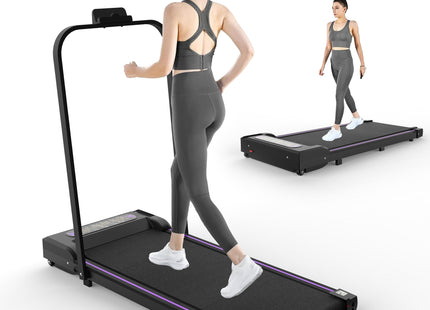 Under Desk Treadmill, Walking Pad, 2 in 1 Portable Treadmill with Handle Remote Control LED Display, Walking Jogging Machine for Home Office Use Black