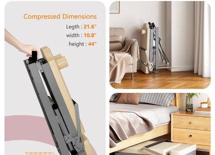 Pilates Reformer Machine for Home Gym Workout, Foldable Pilates Equipment with High Strength Alloy Springs for Beginners, Up to 330lbs,Beige