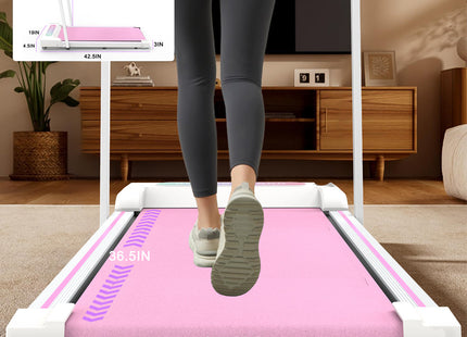 Under Desk Treadmill, Walking Pad, 2 in 1 Portable Treadmill with Handle Remote Control LED Display, Walking Jogging Machine for Home Office Use Pink