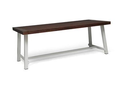 Equilibrium Outdoor Dining Table with Slat Top, Dark Brown