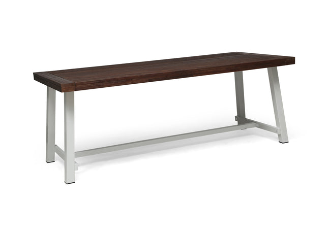 Equilibrium Outdoor Dining Table with Slat Top, Dark Brown