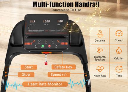 Treadmills for Home, 2.5HP Quiet Folding Treadmill with Heart Rate Sensor, 300lbs Weight Capacity, 7.5MPH, Incline Treadmill With USB Charge Station For Android & Bluetooth Speaker, 6 Shock-Absorbing