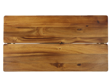 Rectangle Outdoor Coffee Table with Angled Tubular Legs and Wood Top, Black