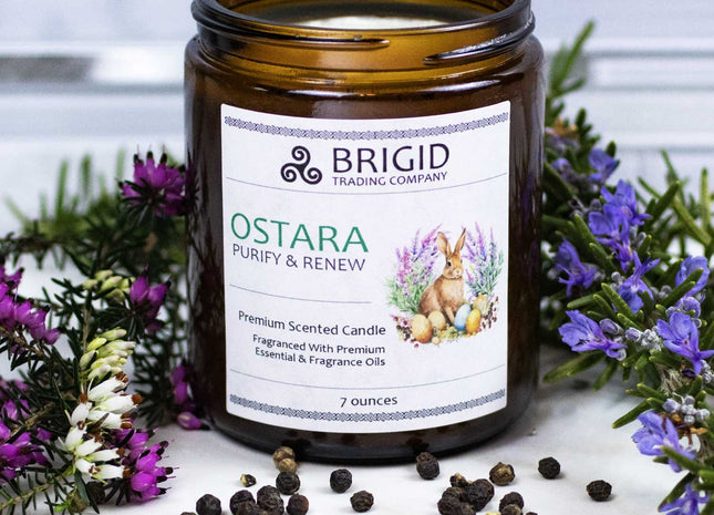Ostara Soy Wax Candle - Heather, Rosemary, and Black Pepper