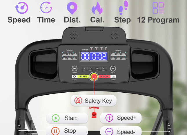 Folding Treadmill with Incline 2.5HP 12KM/H Electric Treadmill for Home Foldable, Bluetooth Music Cup Holder Heart Rate Sensor Walking Running Machine for Indoor Home Gym Exercise Fitness