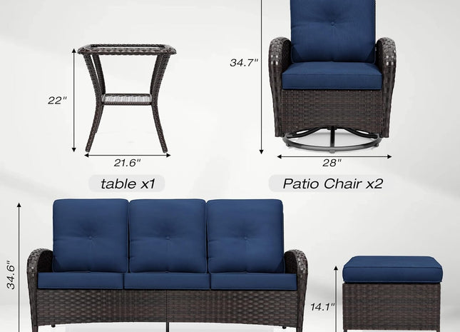 Outdoor Wicker Patio Furniture Set with Swivel Rockers