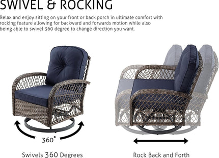 Outdoor Wicker Swivel Glider Rocker Patio Furniture Set