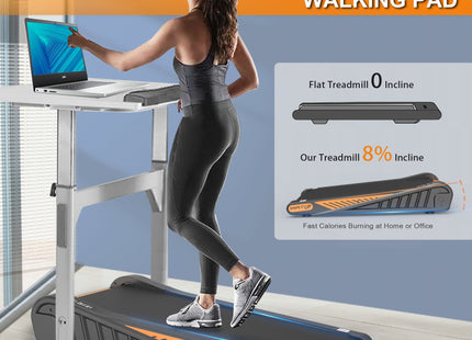 Home Exercise Walking Pad Under Desk Treadmill 8% Incline for Small Space