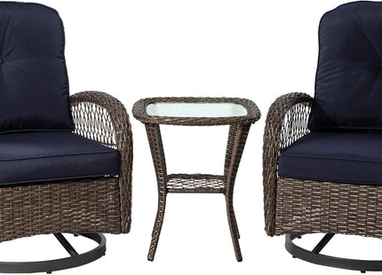 Outdoor Wicker Swivel Glider Rocker Patio Furniture Set