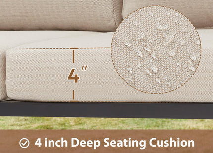 L Shape Metal Patio Furniture Set with Cushions