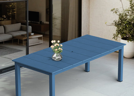 A single outdoor dining table that can be used in multiple scenarios