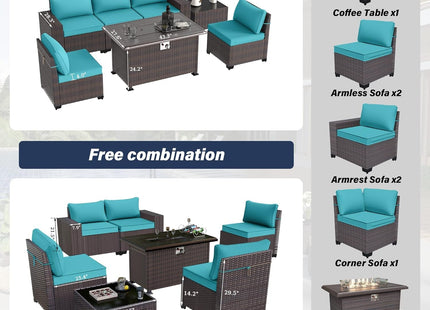 Rattan Patio Furniture Set With Fire Pit Table