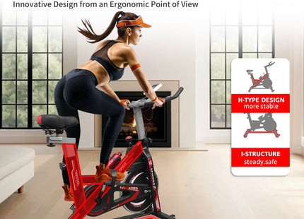 Indoor Exercise Bike Cycling Bike with Comfortable Seat Cushion Black+Red