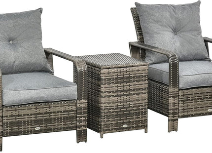 Three Piece Patio Furniture Set with Cushions and Table