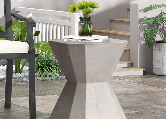 Modern Outdoor Lightweight Concrete Side Table in Natural Color