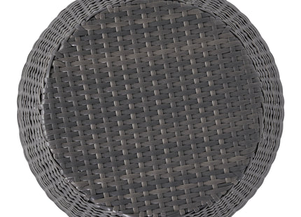 Outdoor Wicker Patio Side Table with Durable Polyethylene Frame in Grey, 20'' H x 19.25'' W