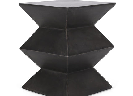 Modern Outdoor Lightweight Concrete Side Table with Geometric Design in Copper