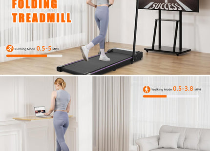 Under Desk Treadmill, Walking Pad, 2 in 1 Portable Treadmill with Handle Remote Control LED Display, Walking Jogging Machine for Home Office Use Black