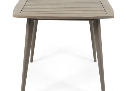 Modern Outdoor Square Acacia Wood Table with Straight Legs, Gray Finish, 35.5 x 35.5 x 30 Inches