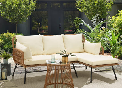 L Shaped Patio Furniture Set with Thick Cushions