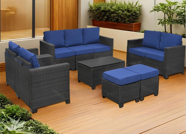 Outdoor Patio Furniture Set with Cushions and Storage