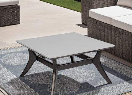 Beckham Outdoor Coffee Table in Dark Eucalyptus Wood and Super Stone
