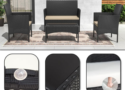 Stylish Four Piece Outdoor Rattan Patio Furniture Set