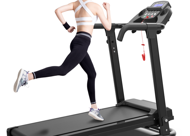 Foldable Treadmill for Home, 2.5HP Portable Treadmill with Handles, 300 lbs Capacity, APP Control & LED Display - Folding Walking Pad for Fitness