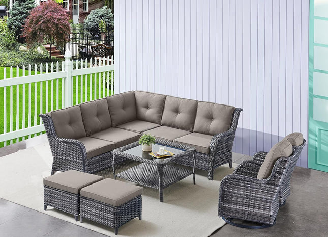 Eight Piece Outdoor Patio Furniture Set with Cushions