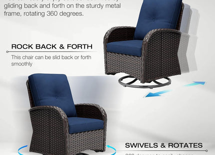 Outdoor Wicker Patio Furniture Set with Swivel Rockers